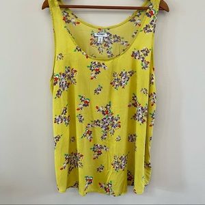 Old Navy Bright Yellow Flowy Floral Tank Top Size  XL